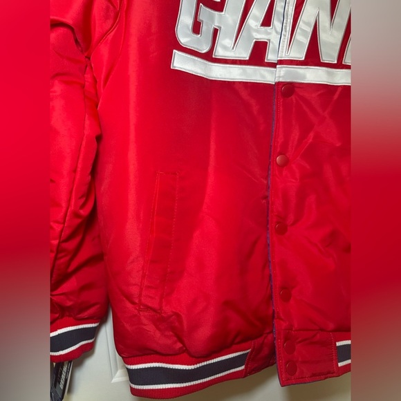 New York Giants  Reversible Starter Satin Jacket Blue / Red Size Large NWT Snap - Picture 12 of 15